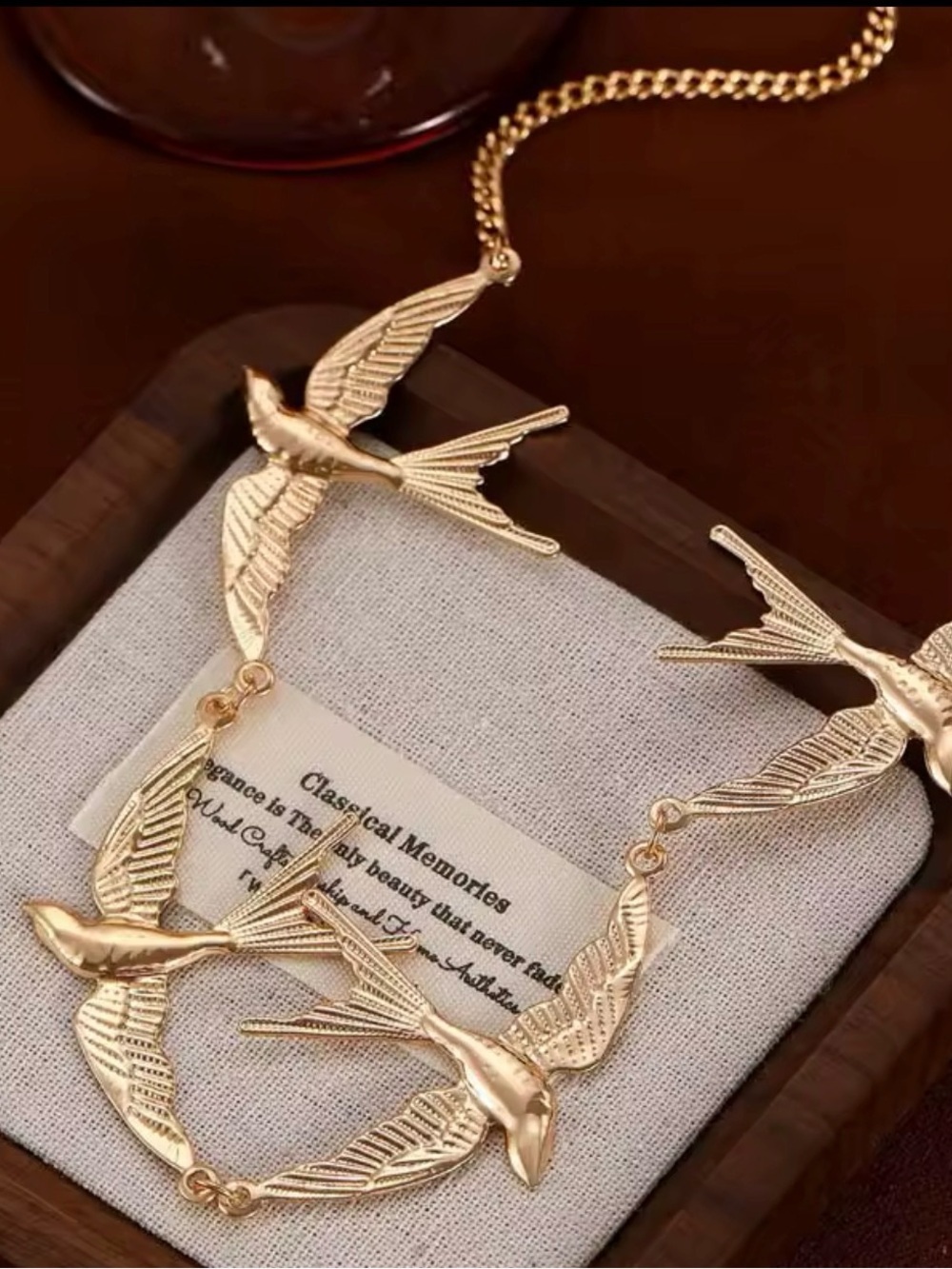 Gold Bird Link Necklace - Picture 7 of 7